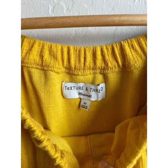 Madewell Texture & Thread Tie Waist Off the Shoulder Top Yellow Size XS - Picture 6 of 6